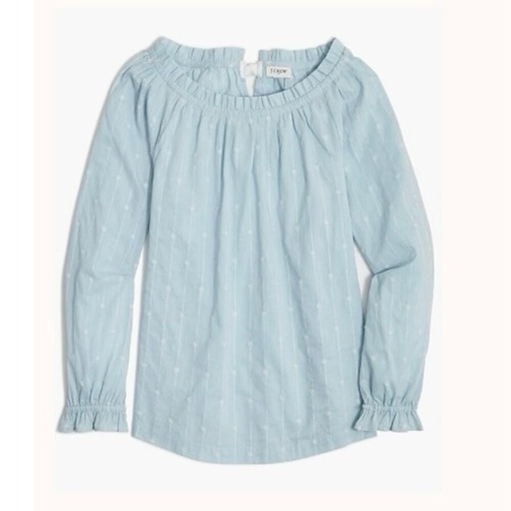Womens J Crew Factory Tie-back ruffleneck top blue size M EUC!